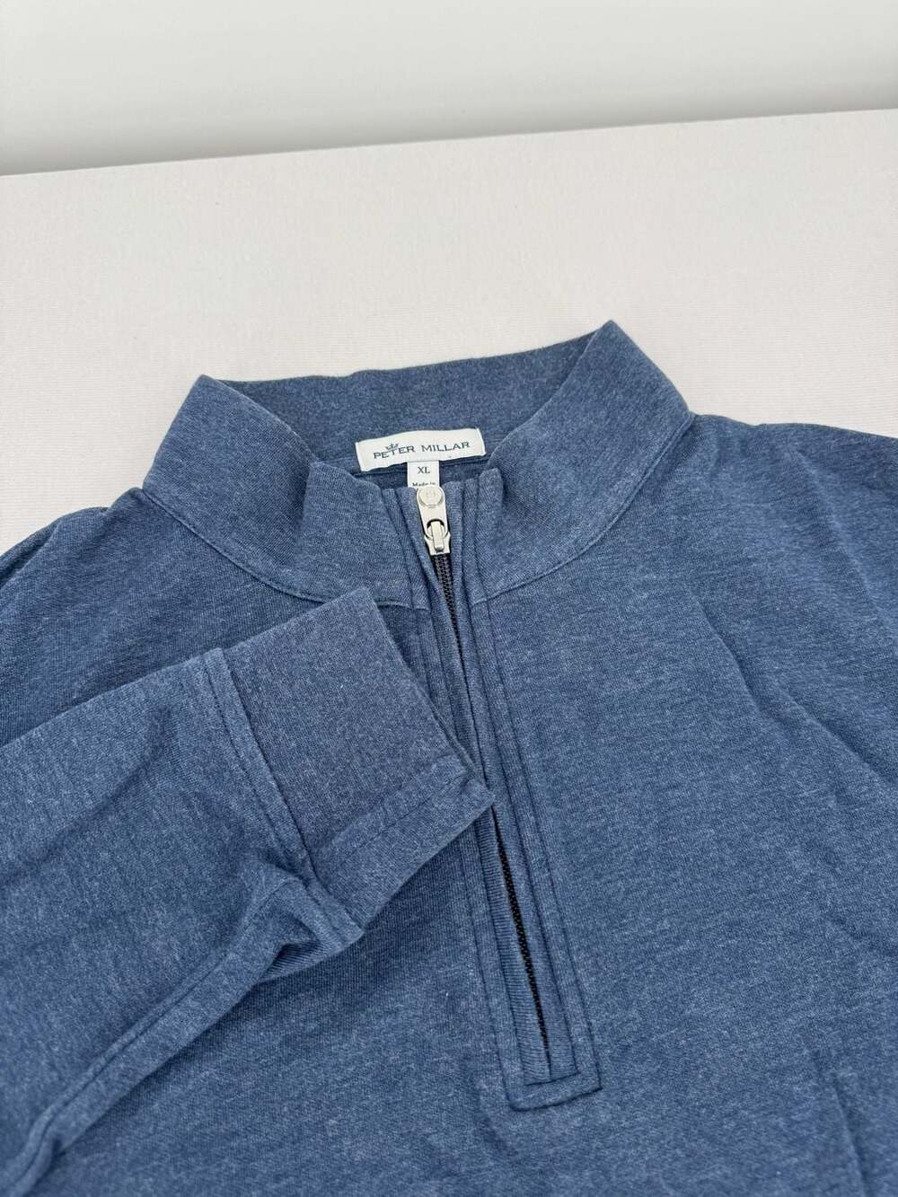Peter Millar Quarter Zip Pullover Size XL Blue Cotton Long Sleeve